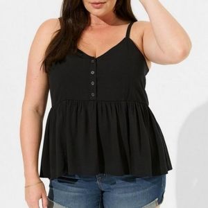 Torrid Black Babydoll Crinkle Gauze Racerback Tank Top
